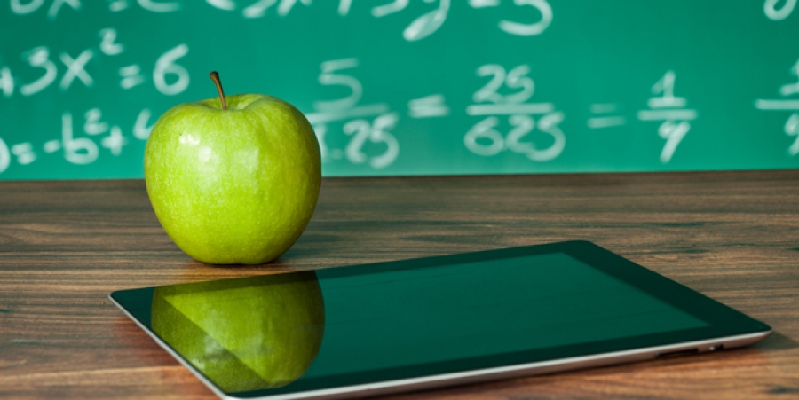 apple on desk
