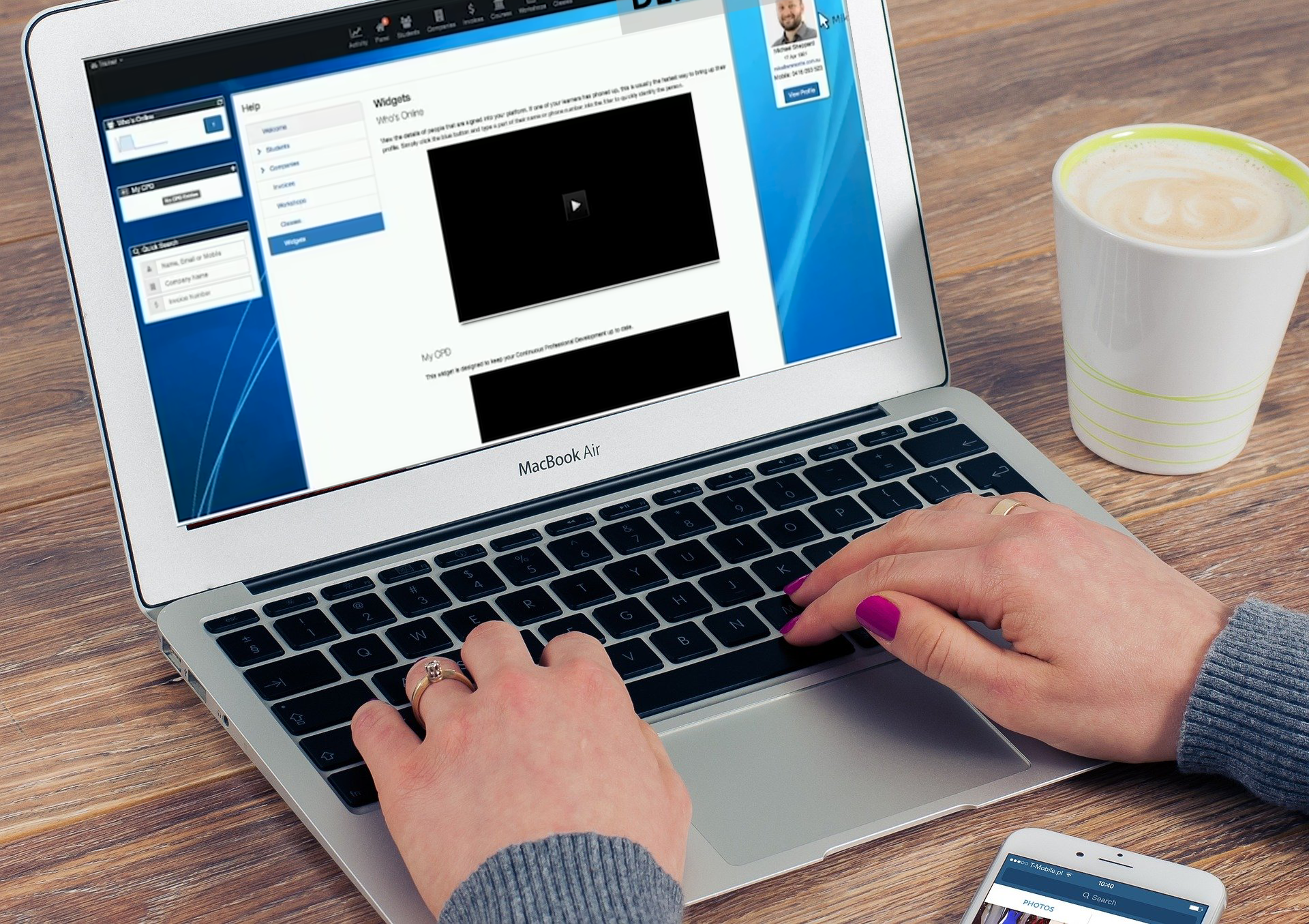 Person watching webinar