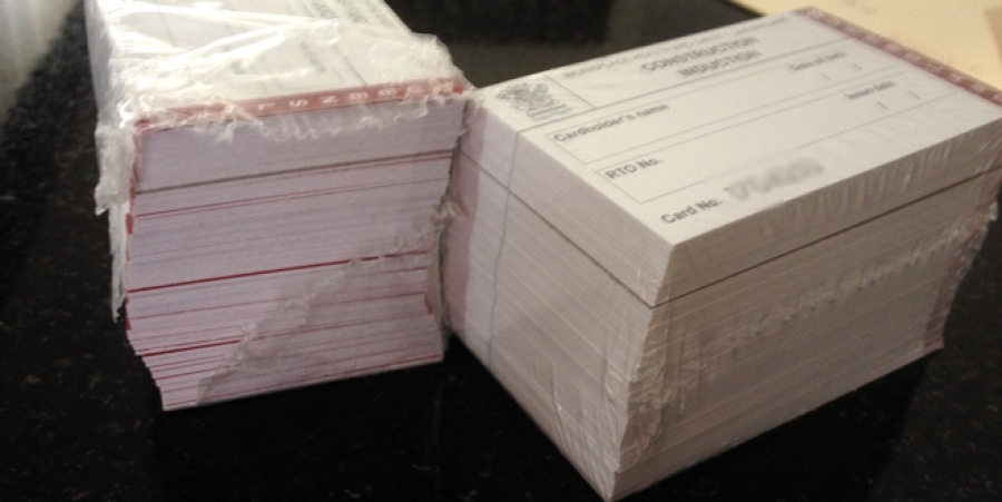 stack of white cards